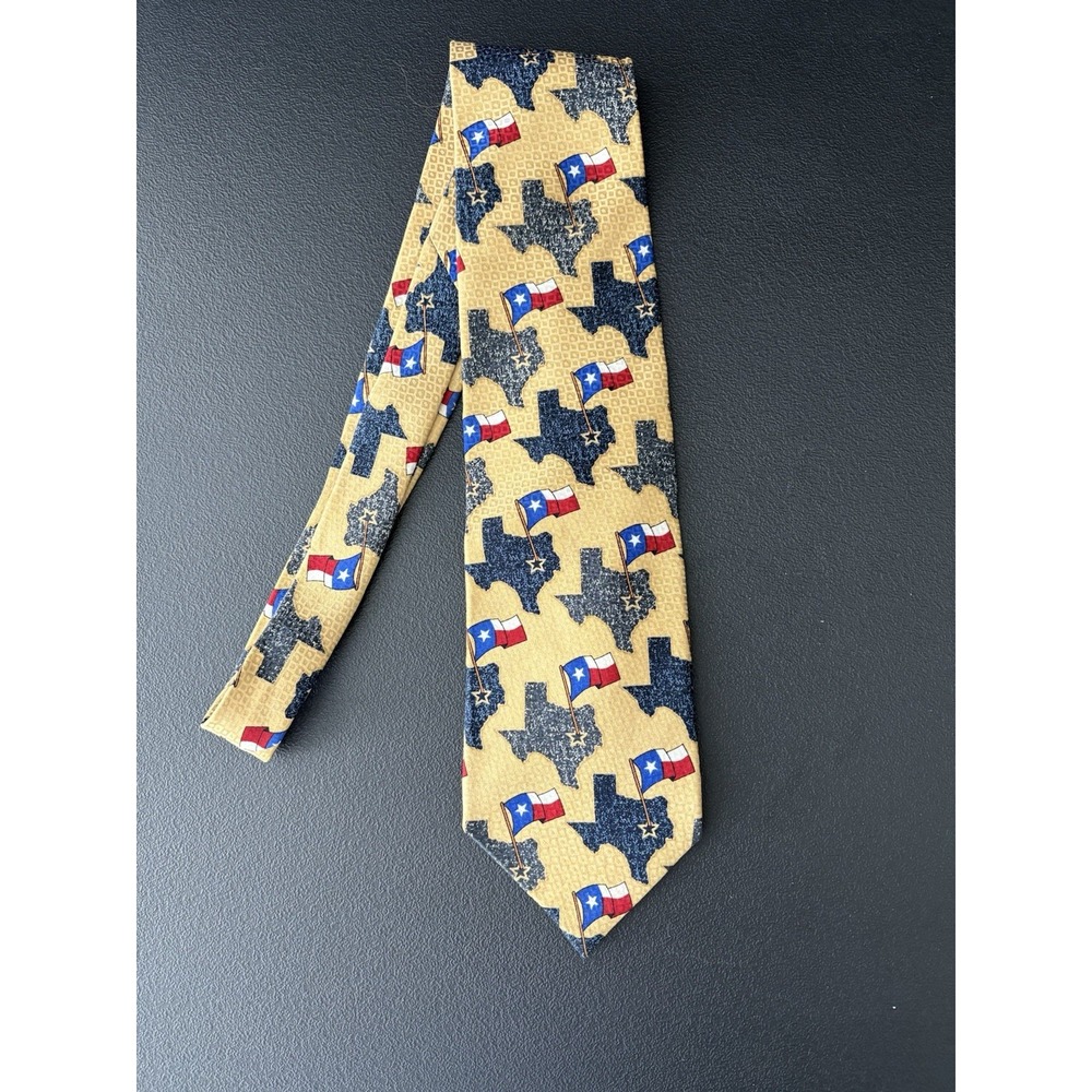 Texas FLAG And Texas Map Tie - 100% Silk Made In USA